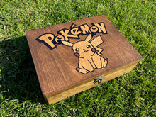 Load image into Gallery viewer, Hand Burned Wooden Storage Box - Pokemon Pikachu