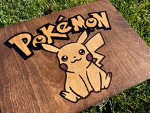 Load image into Gallery viewer, Hand Burned Wooden Storage Box - Pokemon Pikachu