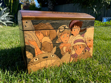 Load image into Gallery viewer, Hand Burned Wooden Storage Trunk - Studio Ghibli