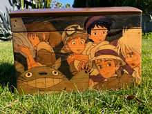 Load image into Gallery viewer, Hand Burned Wooden Storage Trunk - Studio Ghibli