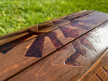 Load image into Gallery viewer, Hand Burned Wooden Storage Trunk - The Legend of Zelda