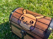 Load image into Gallery viewer, Hand Burned Wooden Treasure Chest - Pikachu