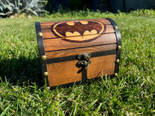 Load image into Gallery viewer, Hand Burned Wooden Treasure Chest - Batman