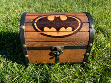 Load image into Gallery viewer, Hand Burned Wooden Treasure Chest - Batman