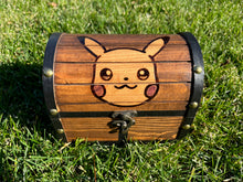 Load image into Gallery viewer, Hand Burned Wooden Treasure Chest - Pikachu