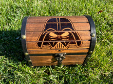 Load image into Gallery viewer, Hand Burned Wooden Treasure Chest - Darth Vader
