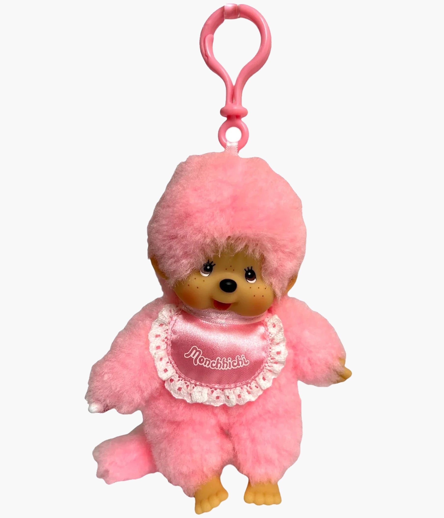 Monchhichi - Satin Lace Bib Plush Keychain - Pink – Pickaparty Monchhichi - Satin Lace Bib Plush Keychain - Pink – Pickaparty