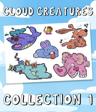 Load image into Gallery viewer, Cloud Creatures - Collection 1 - Vinyl Sticker Sheet
