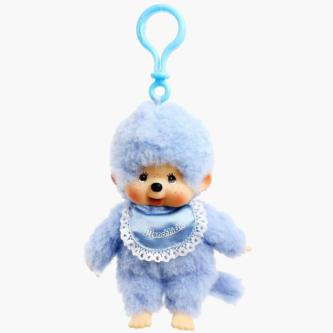 チーキー・ブルー・エンジェル 15cm 天使のマイクロ・チーキー Monchhichi - Satin Lace Bib Plush Keychain - Blue – Pickaparty