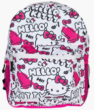 Load image into Gallery viewer, 16&quot; Hello Kitty Doodle Collage Backpacks - White + Black
