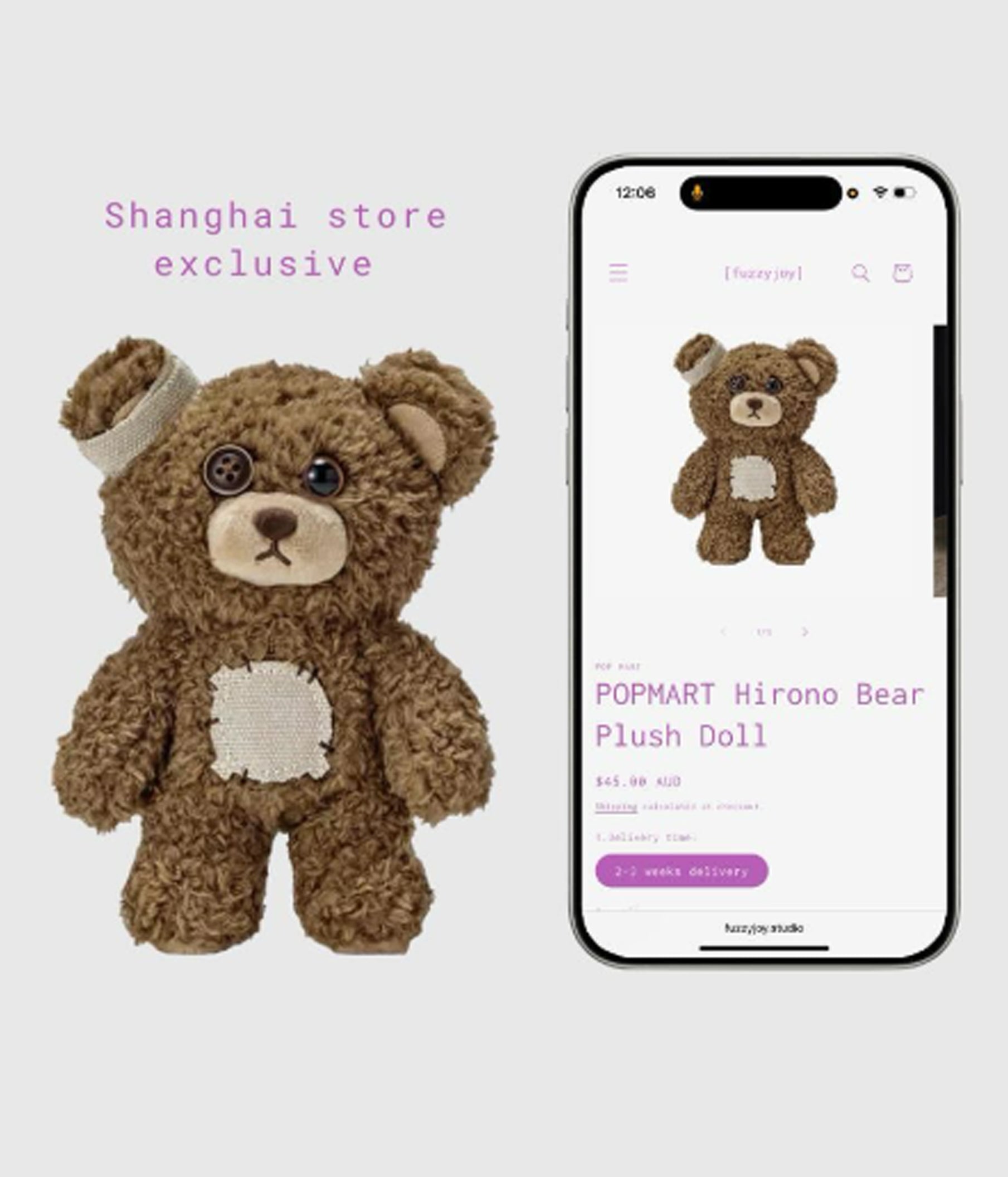 Hirono Bear - Plush Doll (Shanghai Exclusive) – Pickaparty