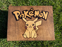 Load image into Gallery viewer, Hand Burned Wooden Storage Box - Pokemon Pikachu
