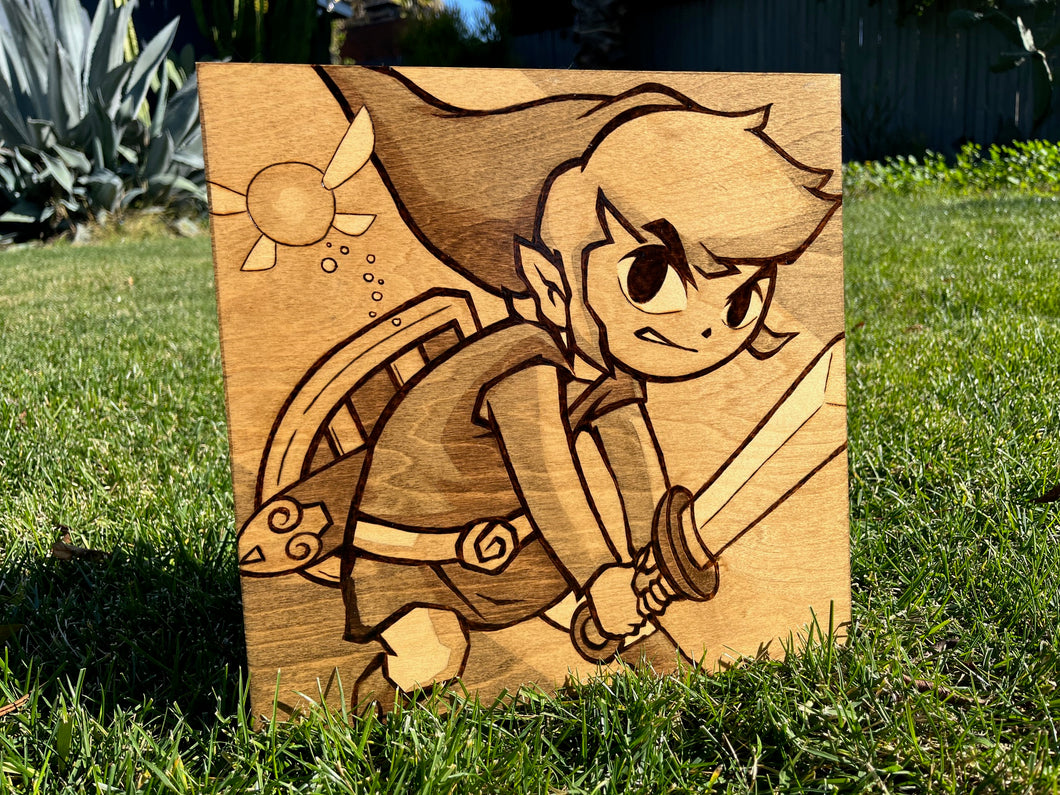 Hand Burned Wooden Plaque - Toon Link