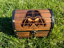 Load image into Gallery viewer, Hand Burned Wooden Treasure Chest - Darth Vader
