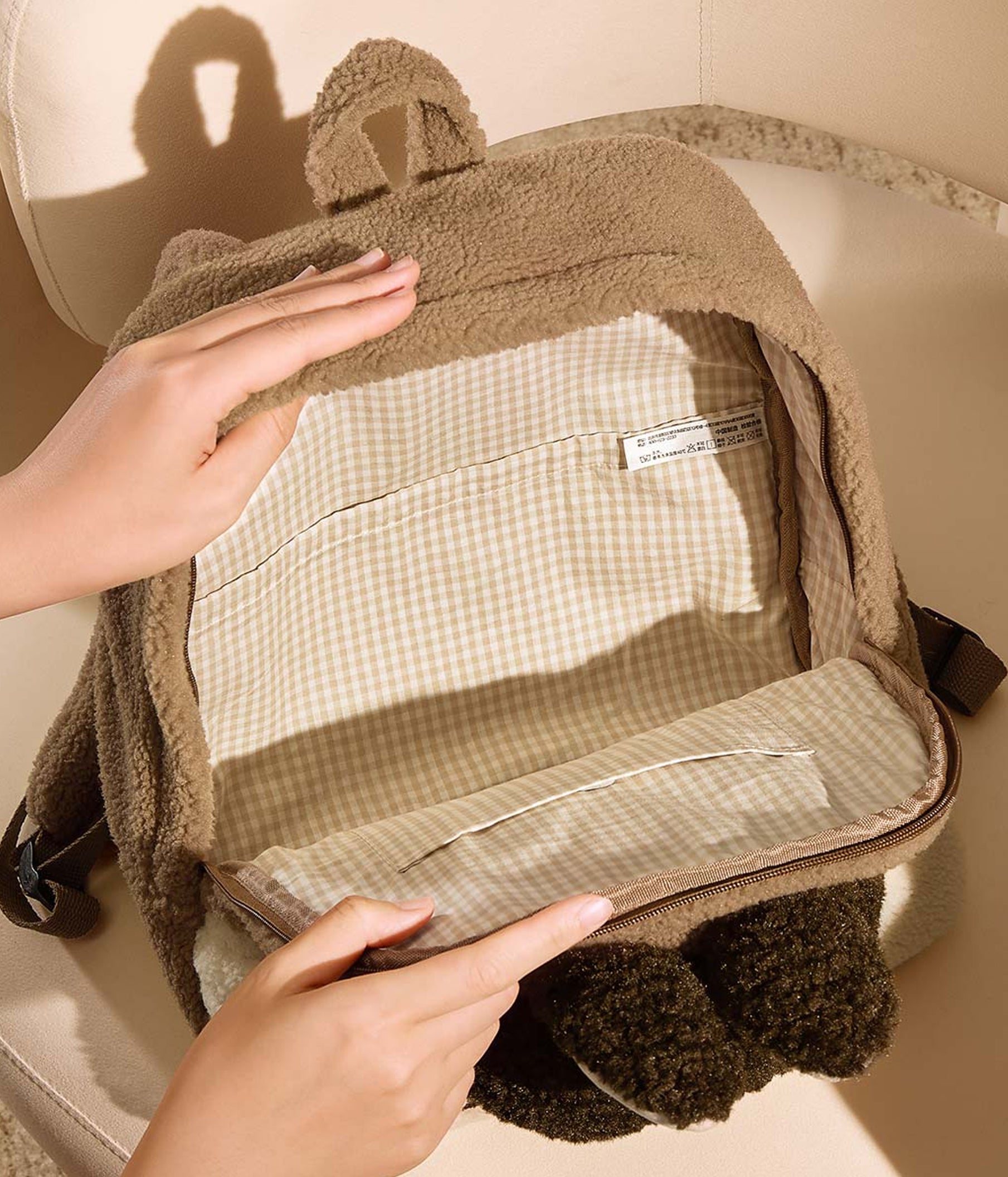 Classic Bag Series - LABUBU Berber Fleece Backpack (Brown 