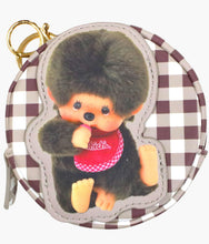 Load image into Gallery viewer, Monchhichi - Gingham Round Coin Pouch Keychain - Brown
