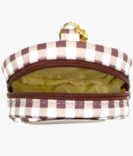 Load image into Gallery viewer, Monchhichi - Gingham Round Coin Pouch Keychain - Brown
