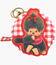 Load image into Gallery viewer, Monchhichi - Gingham Round Coin Pouch Keychain - Red
